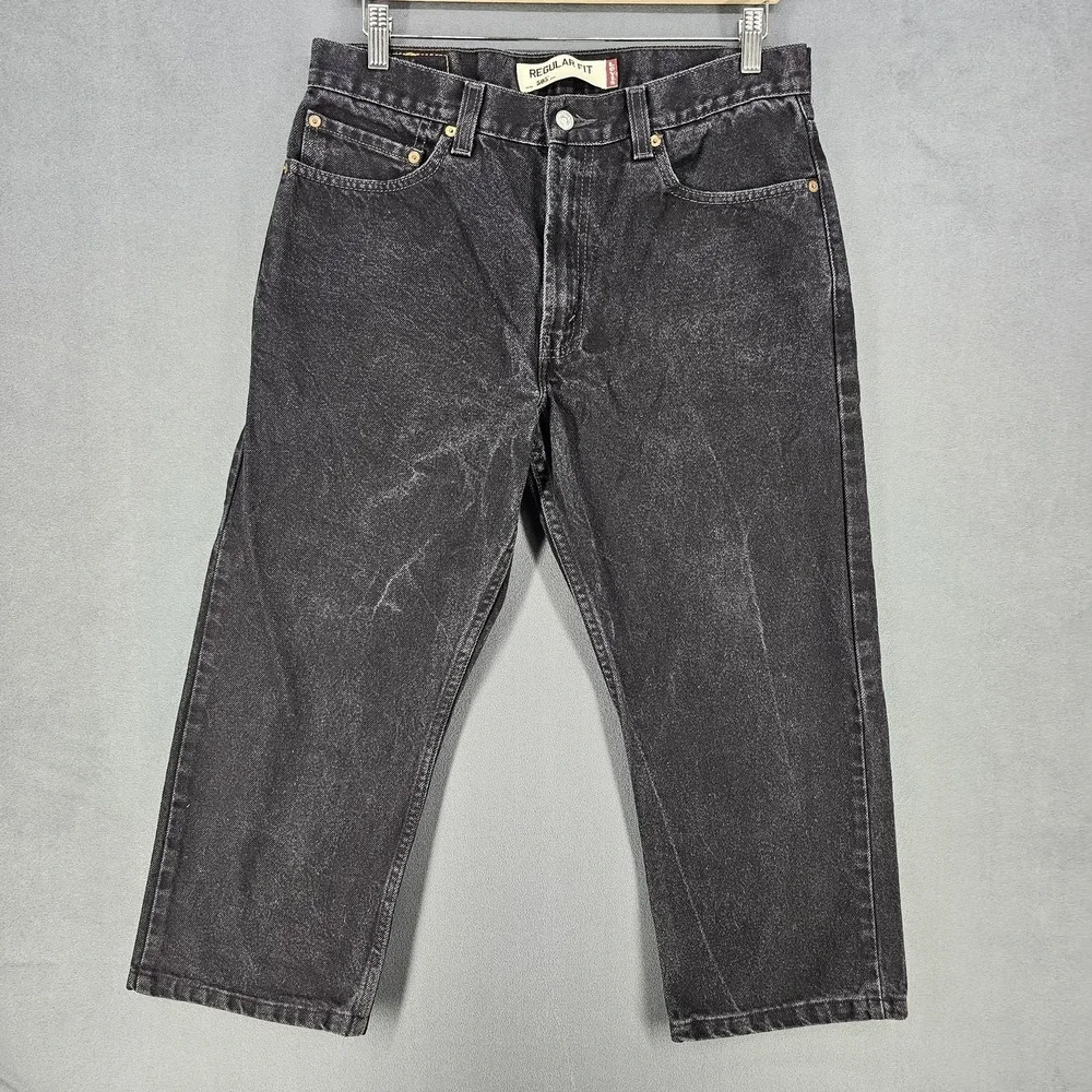 Levis 505 Jeans Mens 33x23 Black Denim‎ Regular Fit Straight Leg